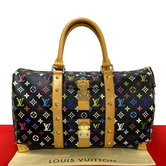 LOUIS VUITTON Boston Duffel bag leather black Monogram multicolor Keepall  45