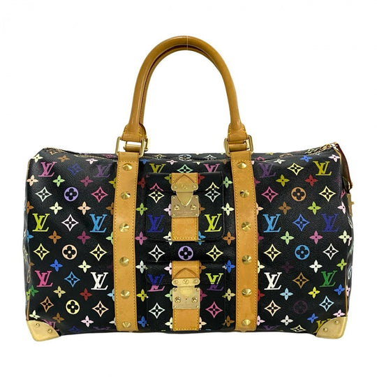 LOUIS VUITTON Boston Duffel bag leather black Monogram multicolor Keepall  45