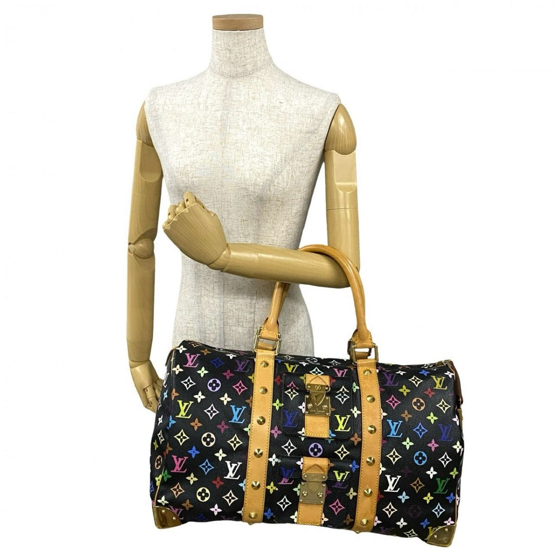 LOUIS VUITTON Boston Duffel bag leather black Monogram multicolor Keepall  45