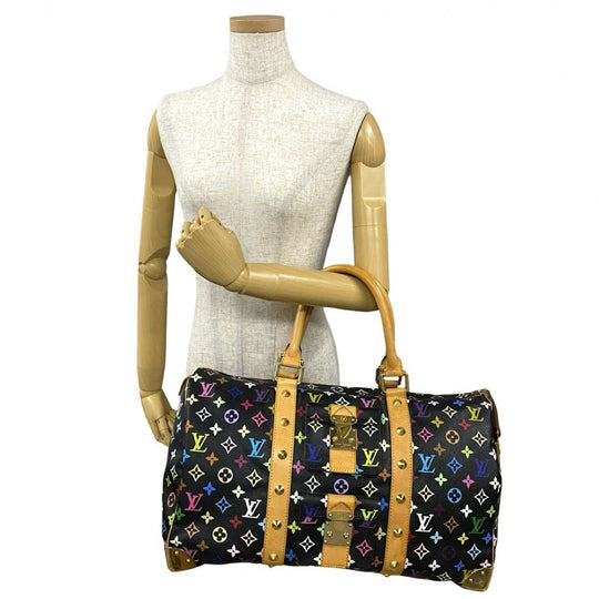 LOUIS VUITTON Boston Duffel bag leather black Monogram multicolor Keepall  45