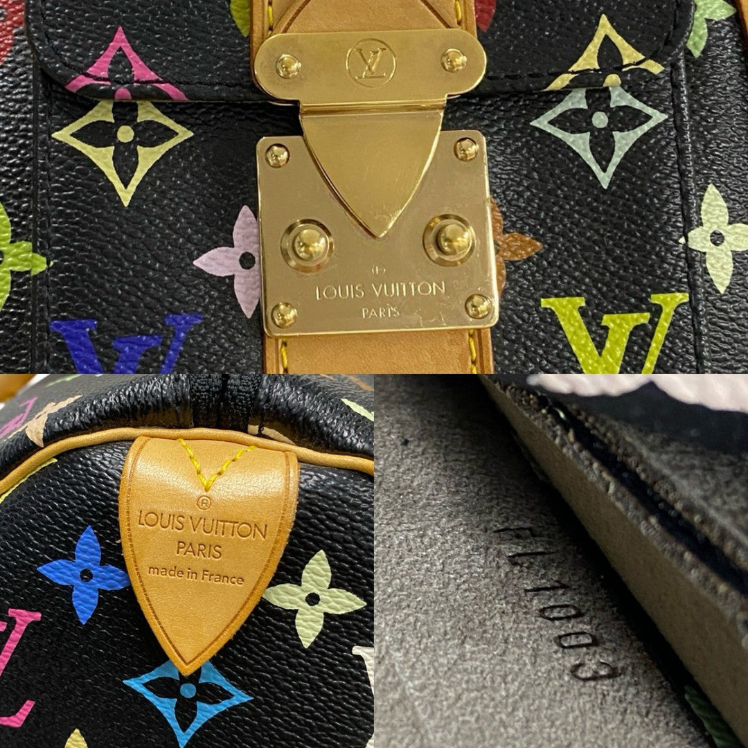 LOUIS VUITTON Boston Duffel bag leather black Monogram multicolor Keepall  45