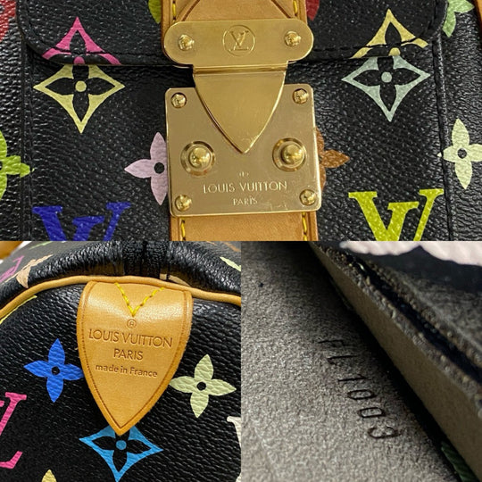 LOUIS VUITTON Boston Duffel bag leather black Monogram multicolor Keepall  45