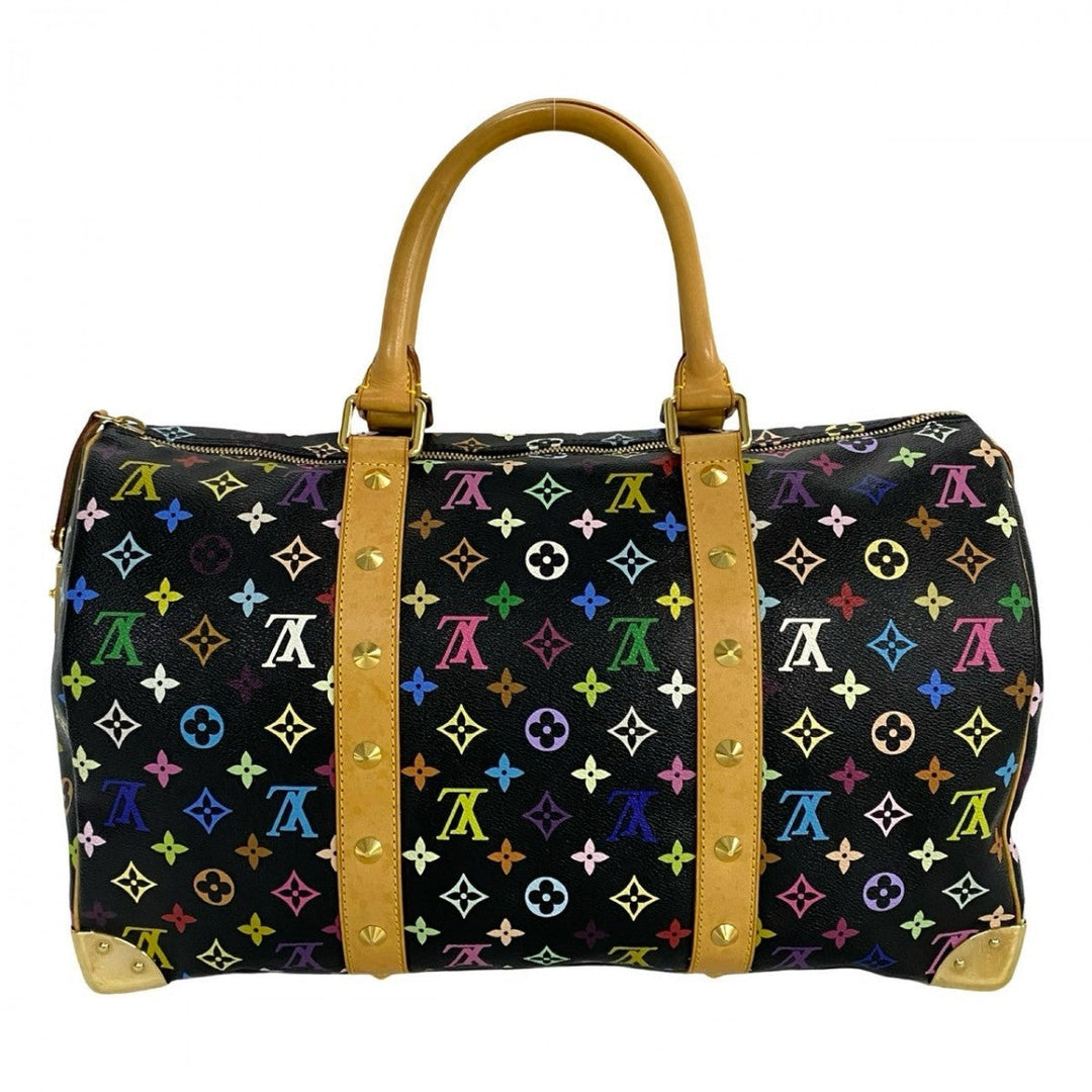 LOUIS VUITTON Boston Duffel bag leather black Monogram multicolor Keepall  45
