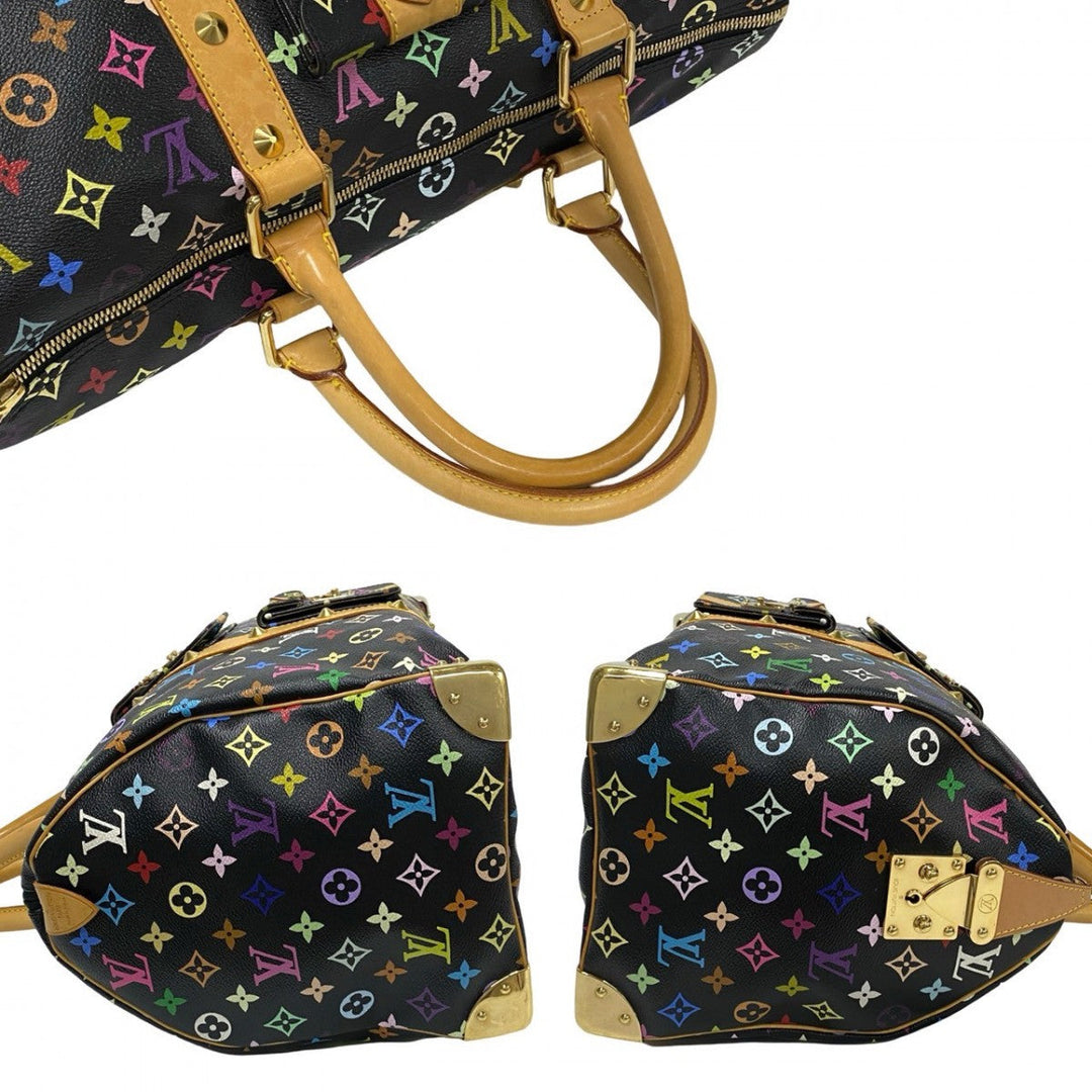 LOUIS VUITTON Boston Duffel bag leather black Monogram multicolor Keepall  45