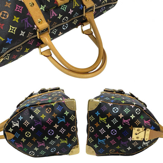 LOUIS VUITTON Boston Duffel bag leather black Monogram multicolor Keepall  45