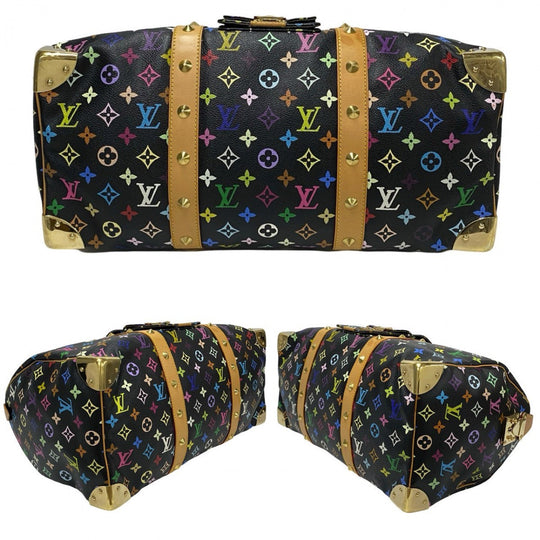 LOUIS VUITTON Boston Duffel bag leather black Monogram multicolor Keepall  45