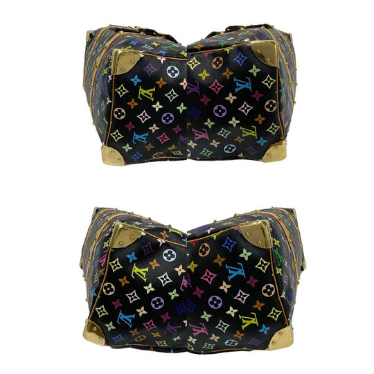 LOUIS VUITTON Boston Duffel bag leather black Monogram multicolor Keepall  45