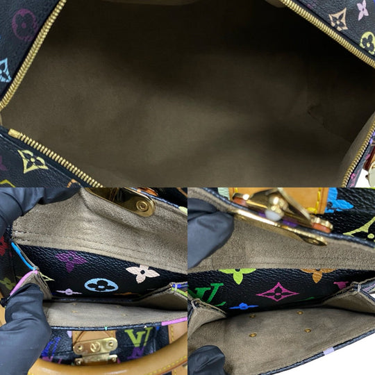 LOUIS VUITTON Boston Duffel bag leather black Monogram multicolor Keepall  45