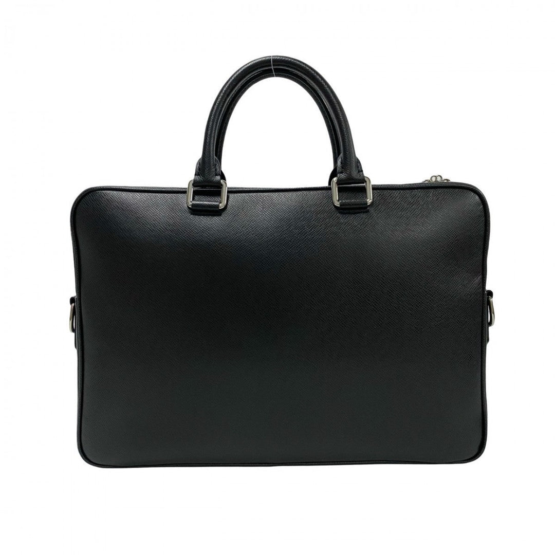 LOUIS VUITTON Shoulder Bag leather black Taiga Porto Documan-Voyage