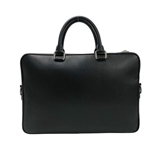 LOUIS VUITTON Shoulder Bag leather black Taiga Porto Documan-Voyage