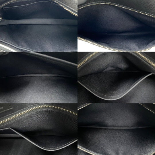 LOUIS VUITTON Shoulder Bag leather black Taiga Porto Documan-Voyage