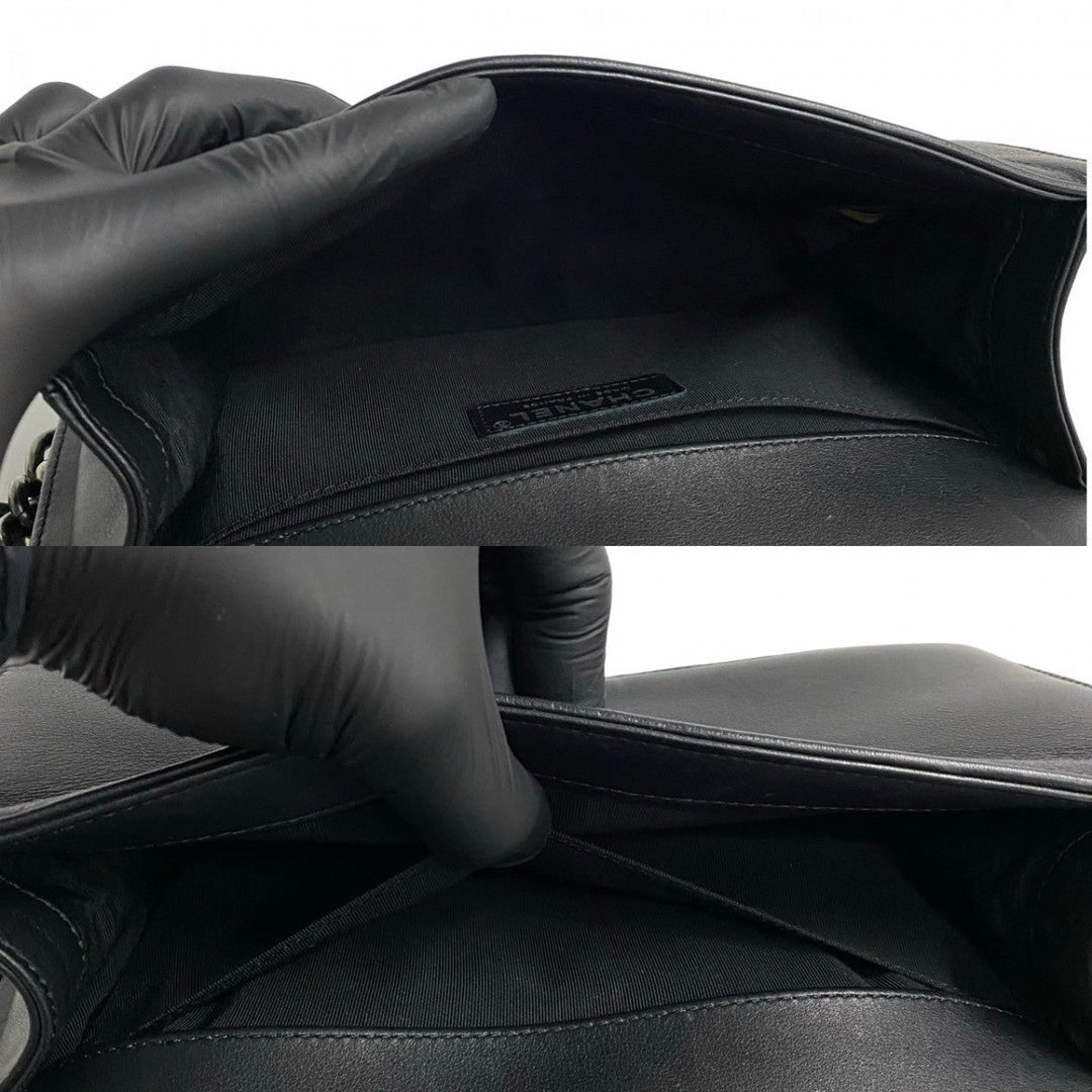 CHANEL Shoulder Bag lambskin black Boy chanel