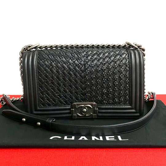 CHANEL Shoulder Bag lambskin black Boy chanel