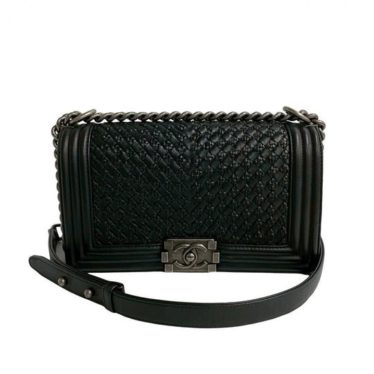 CHANEL Shoulder Bag lambskin black Boy chanel