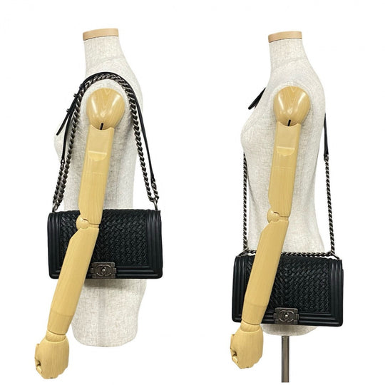 CHANEL Shoulder Bag lambskin black Boy chanel