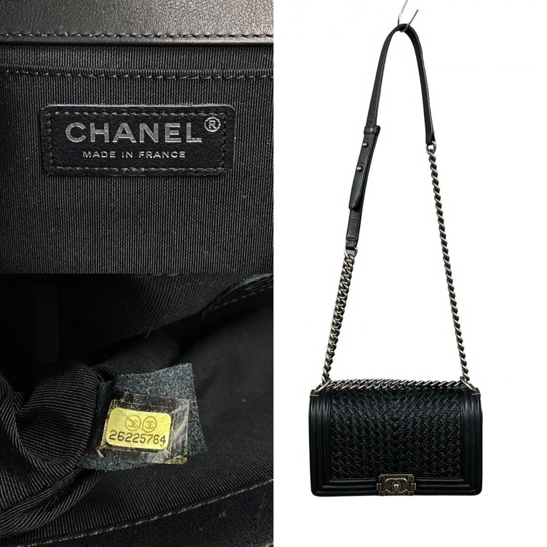 CHANEL Shoulder Bag lambskin black Boy chanel