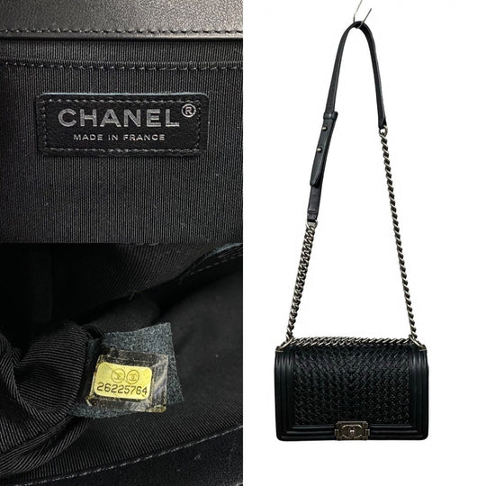CHANEL Shoulder Bag lambskin black Boy chanel