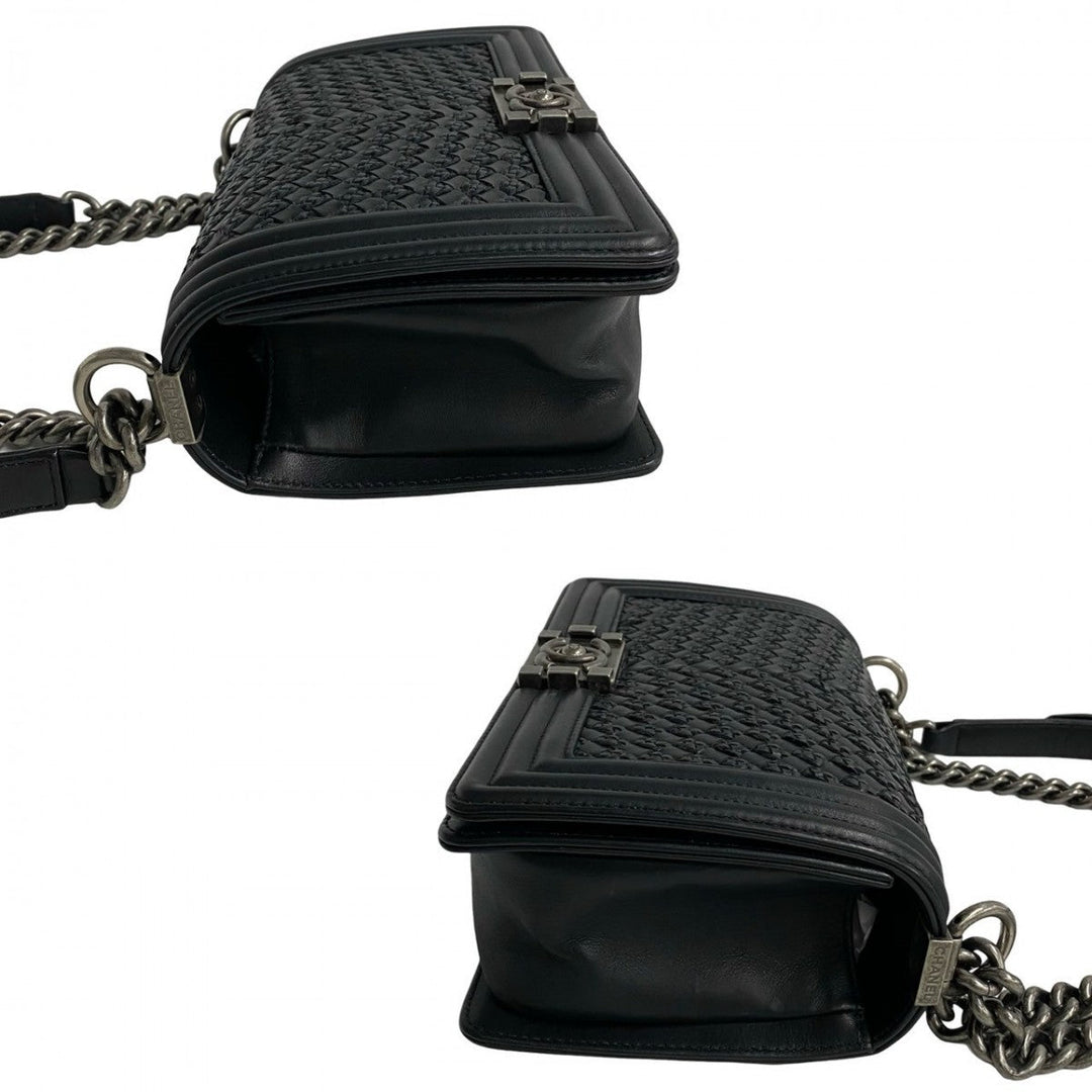 CHANEL Shoulder Bag lambskin black Boy chanel