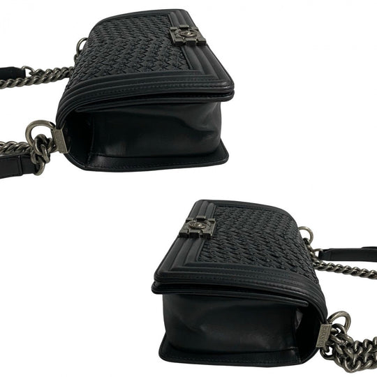 CHANEL Shoulder Bag lambskin black Boy chanel