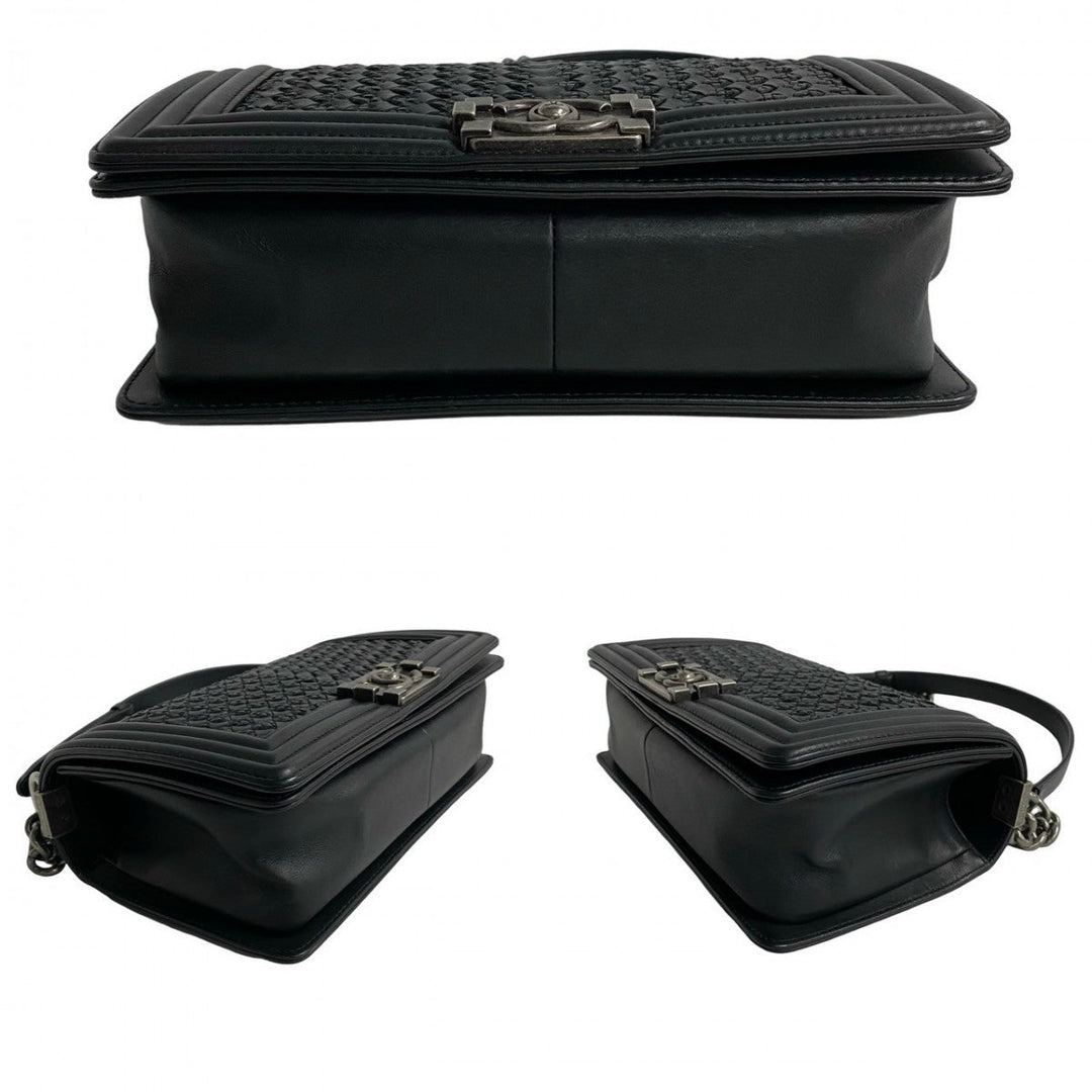 CHANEL Shoulder Bag lambskin black Boy chanel