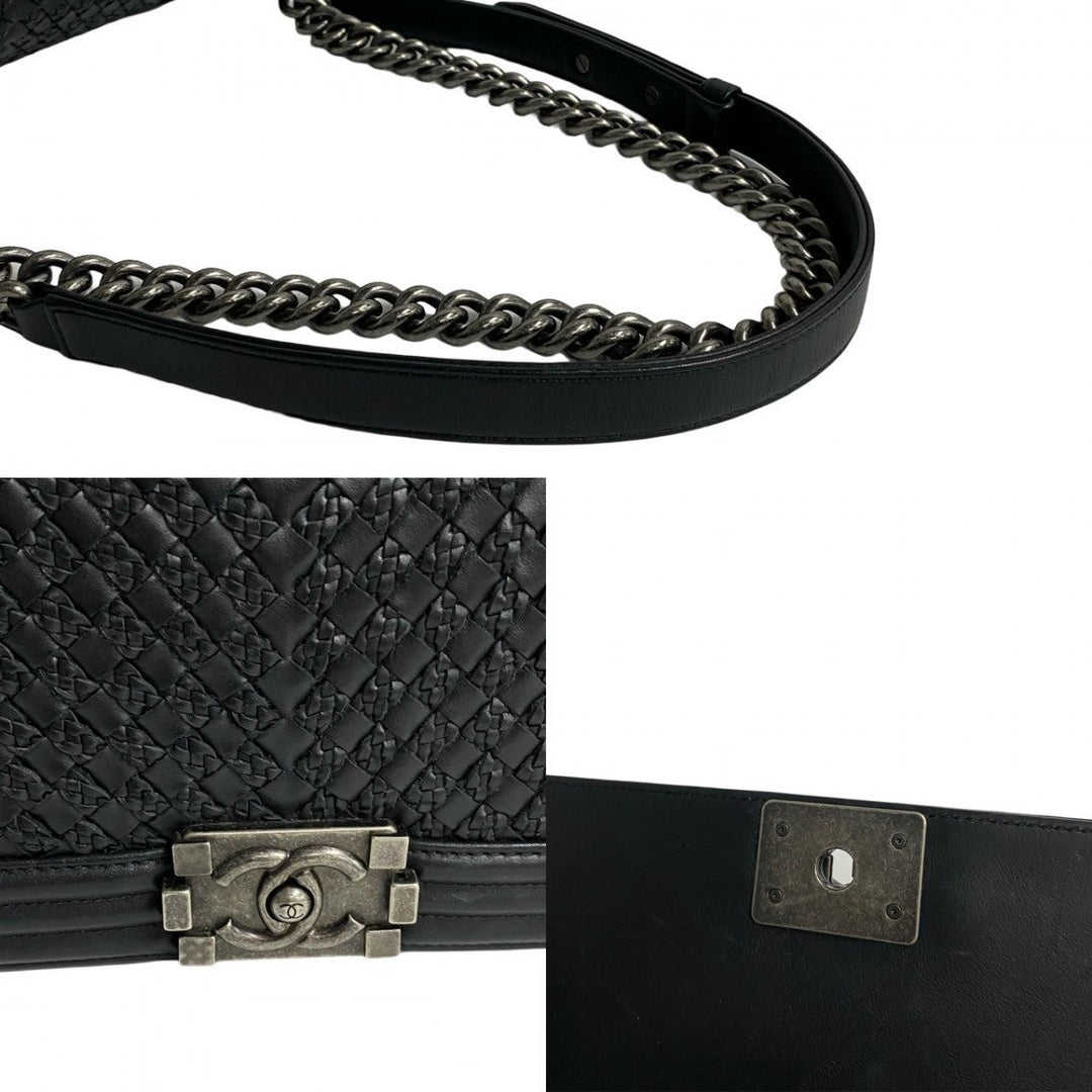 CHANEL Shoulder Bag lambskin black Boy chanel