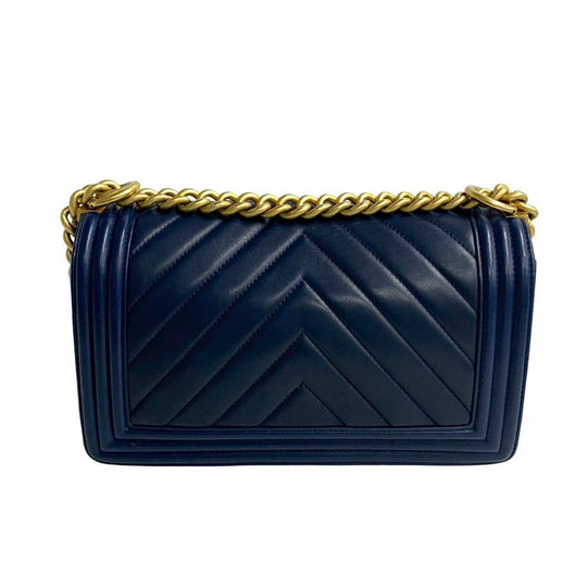 CHANEL Shoulder Bag lambskin Navy Boy chanel