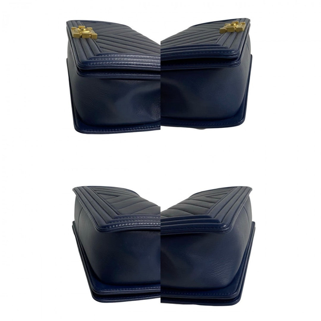 CHANEL Shoulder Bag lambskin Navy Boy chanel