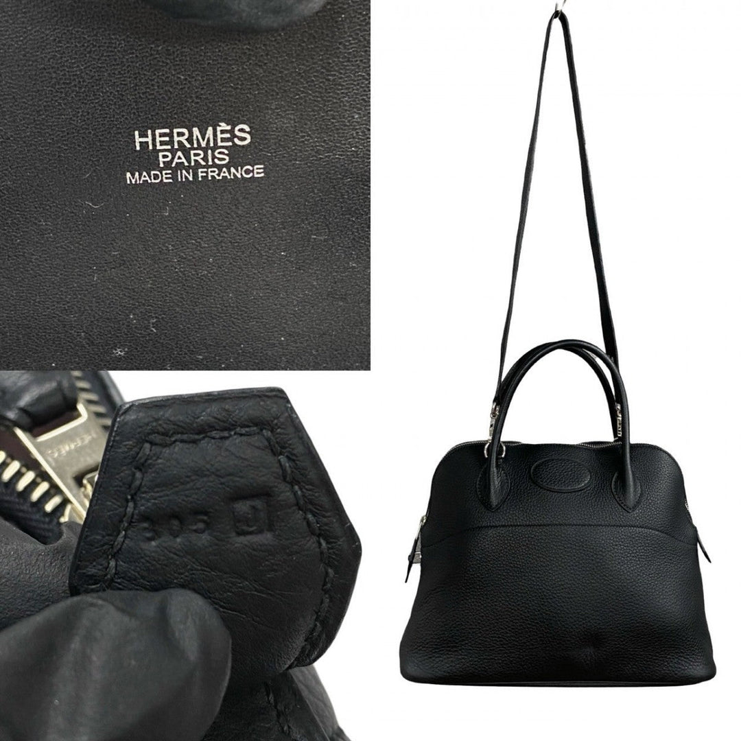 HERMES Shoulder Bag Taurillon Clemence black Bored 31