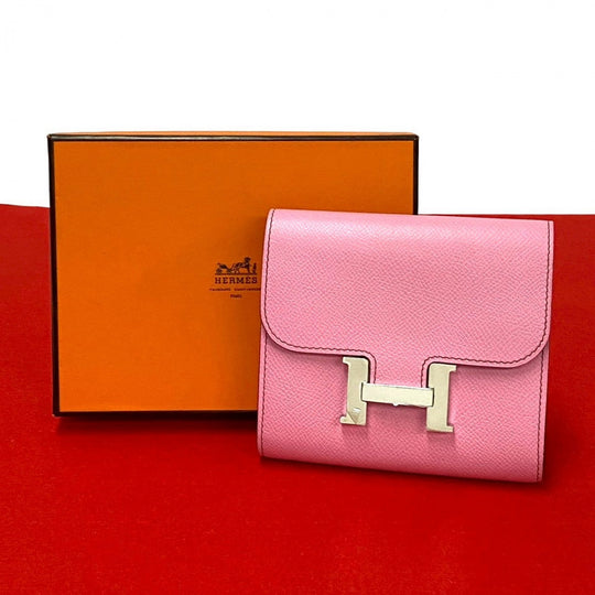 HERMES Bifold Wallet Epsom pink Constance Compact