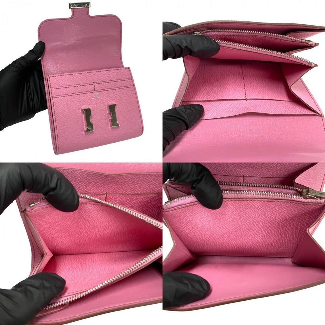 HERMES Bifold Wallet Epsom pink Constance Compact