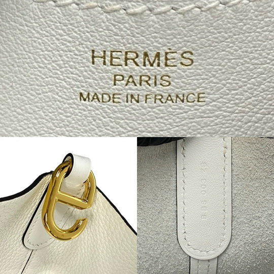 HERMES Handbag Taurillon Clemence white in the loop 18