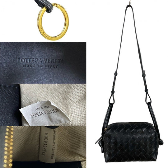 BOTTEGAVENETA Shoulder Bag leather black Top handle loop