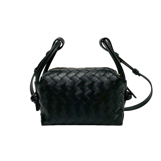 BOTTEGAVENETA Shoulder Bag leather black Top handle loop