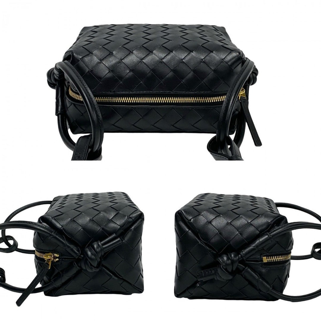 BOTTEGAVENETA Shoulder Bag leather black Top handle loop
