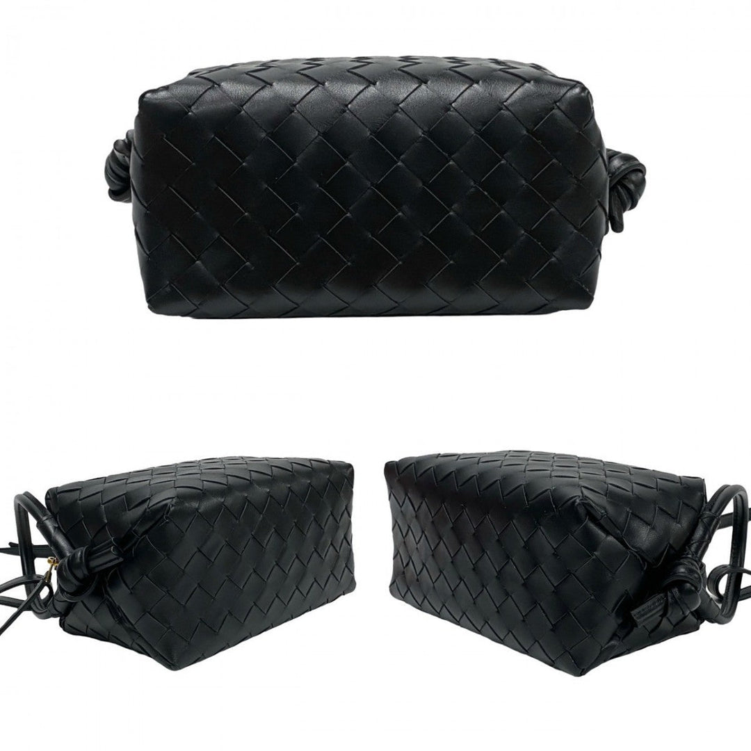 BOTTEGAVENETA Shoulder Bag leather black Top handle loop