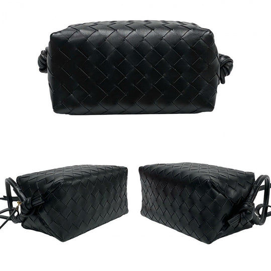 BOTTEGAVENETA Shoulder Bag leather black Top handle loop
