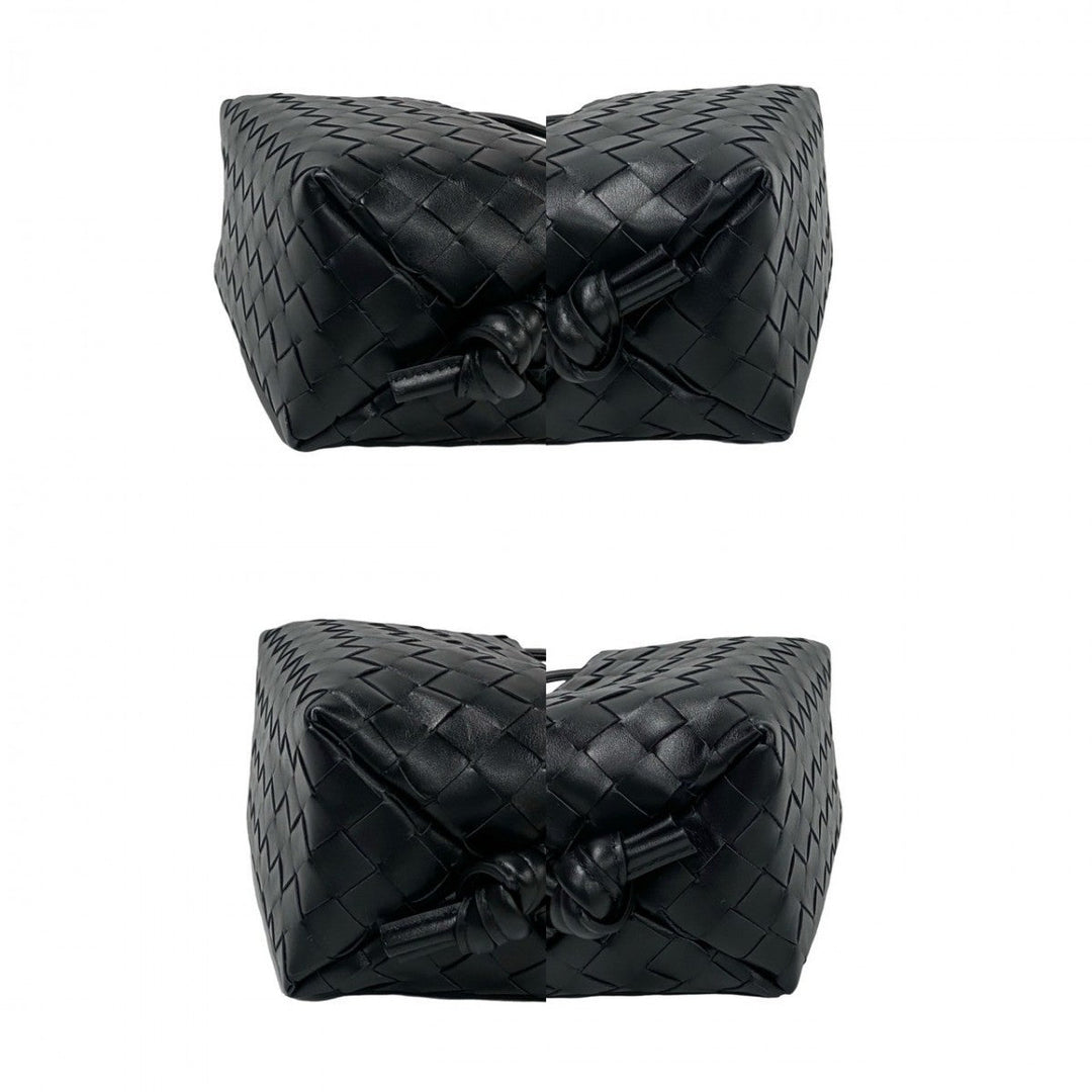 BOTTEGAVENETA Shoulder Bag leather black Top handle loop