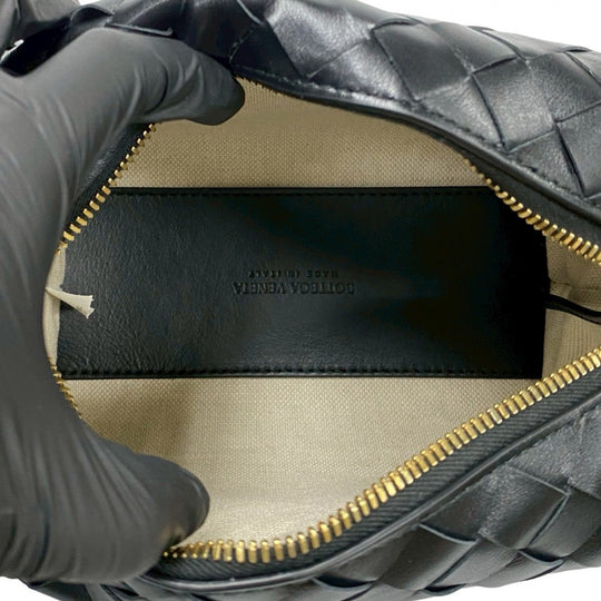 BOTTEGAVENETA Shoulder Bag leather black Top handle loop