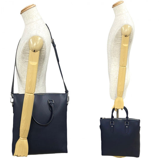 LOUIS VUITTON Shoulder Bag leather Navy Taiga Anton Tote