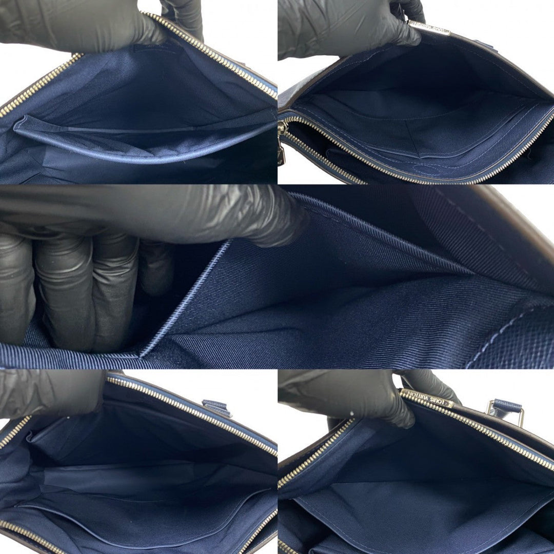 LOUIS VUITTON Shoulder Bag leather Navy Taiga Anton Tote