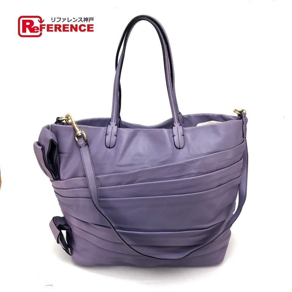 VALENTINO Shoulder Bag 5WB00342　 leather Light purple Ribbon motif