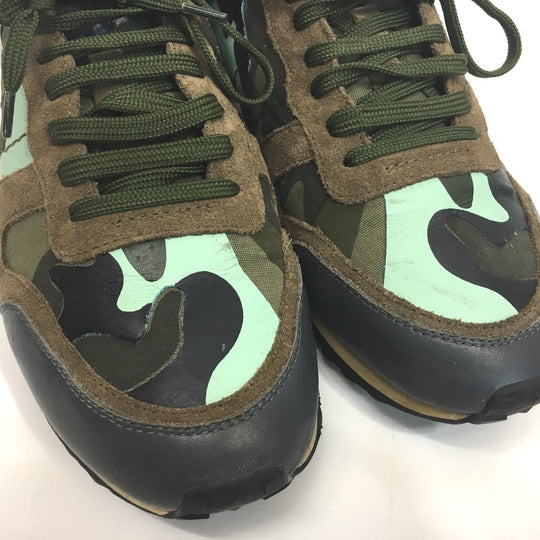 Valentino Garavani sneakers Suede, Leather green Camouflage studs Rock runner mens 42 Used Authentic