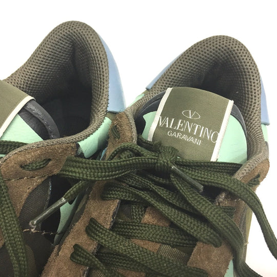 Valentino Garavani sneakers Suede, Leather green Camouflage studs Rock runner mens 42 Used Authentic