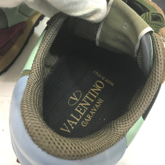 Valentino Garavani sneakers Suede, Leather green Camouflage studs Rock runner mens 42 Used Authentic