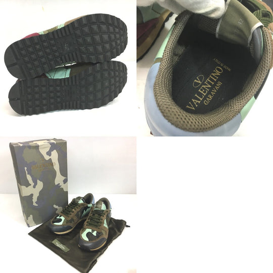Valentino Garavani sneakers Suede, Leather green Camouflage studs Rock runner mens 42 Used Authentic
