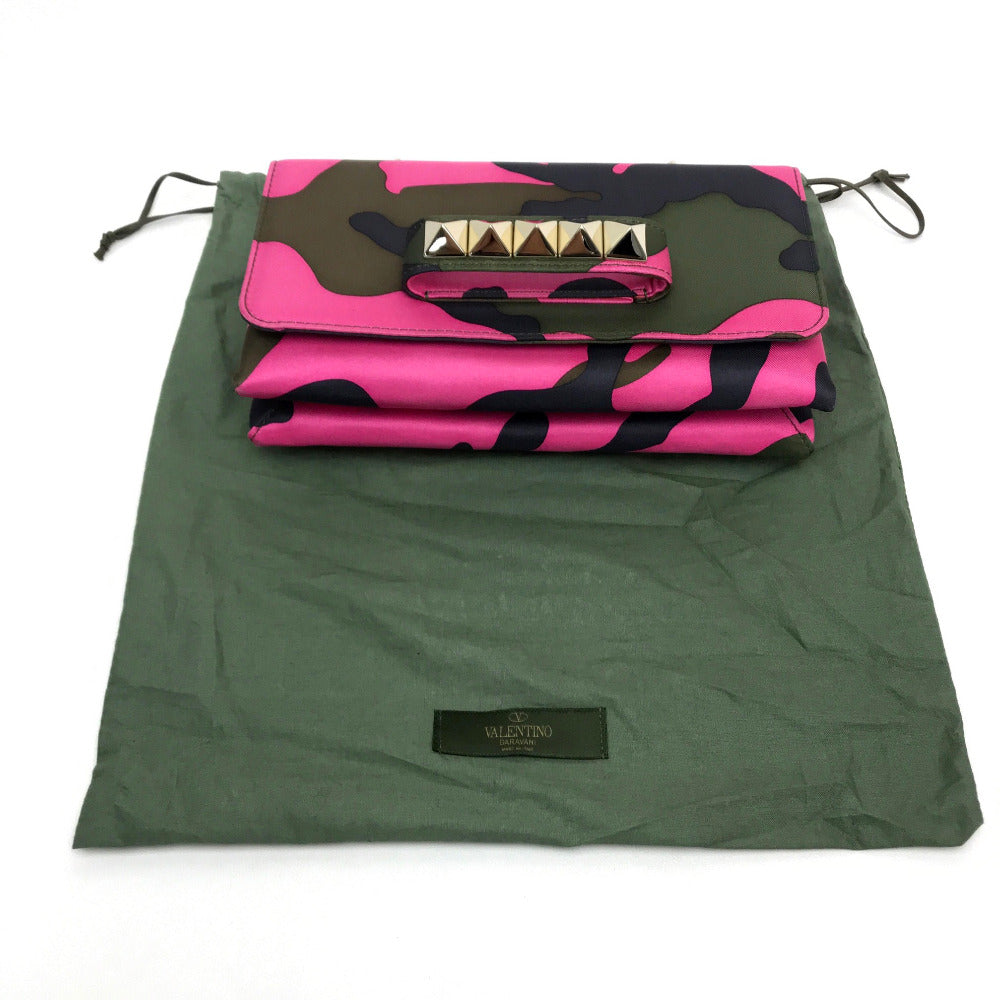 Valentino Garavani Shoulder Bag Nylon pink Camouflage camouflage Women Used Authentic