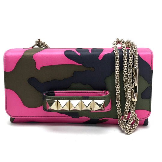 Valentino Garavani Shoulder Bag Nylon pink Camouflage camouflage Women Used Authentic