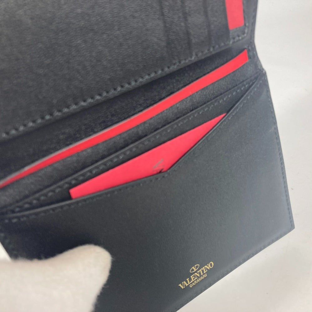 Valentino Garavani passport case leather black V logo unisex(Unisex) Used Authentic