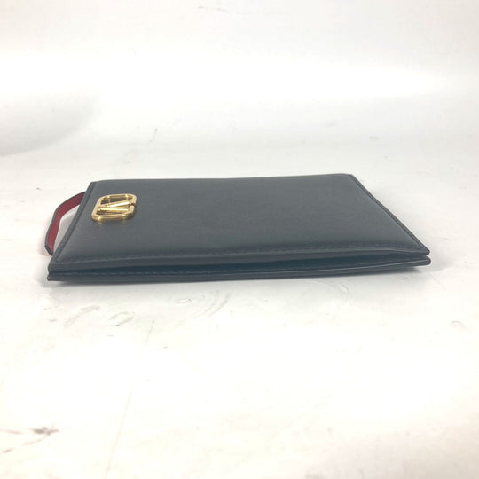 Valentino Garavani passport case leather black V logo unisex(Unisex) Used Authentic