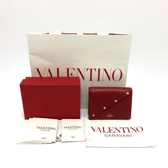 Valentino Folded wallet 5Ｗ2P0AE4VRF leather Red Rock studs